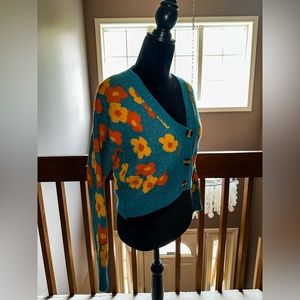 Floral button up sweater